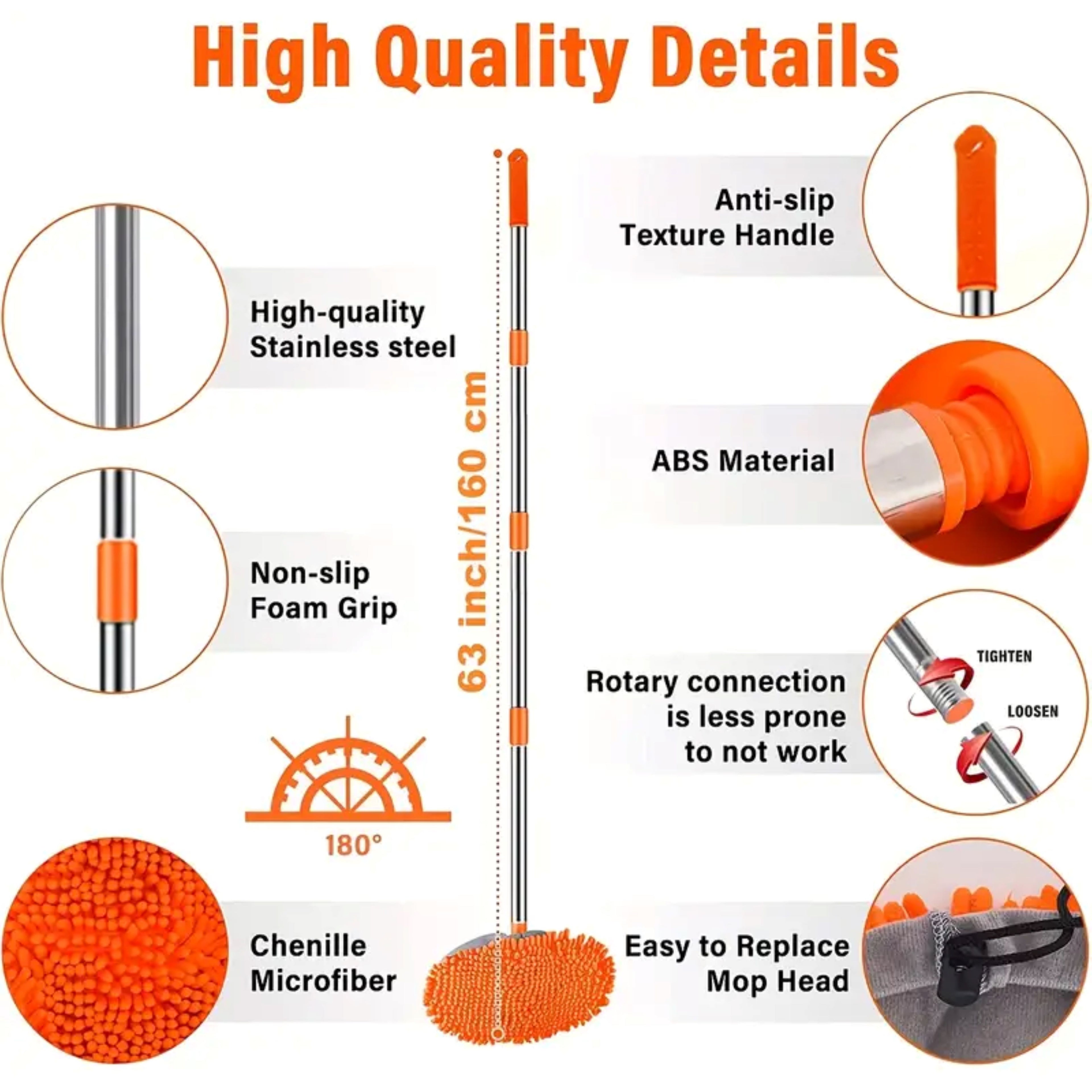 Car Wash Mop Double Brush Head 180° Rotatable