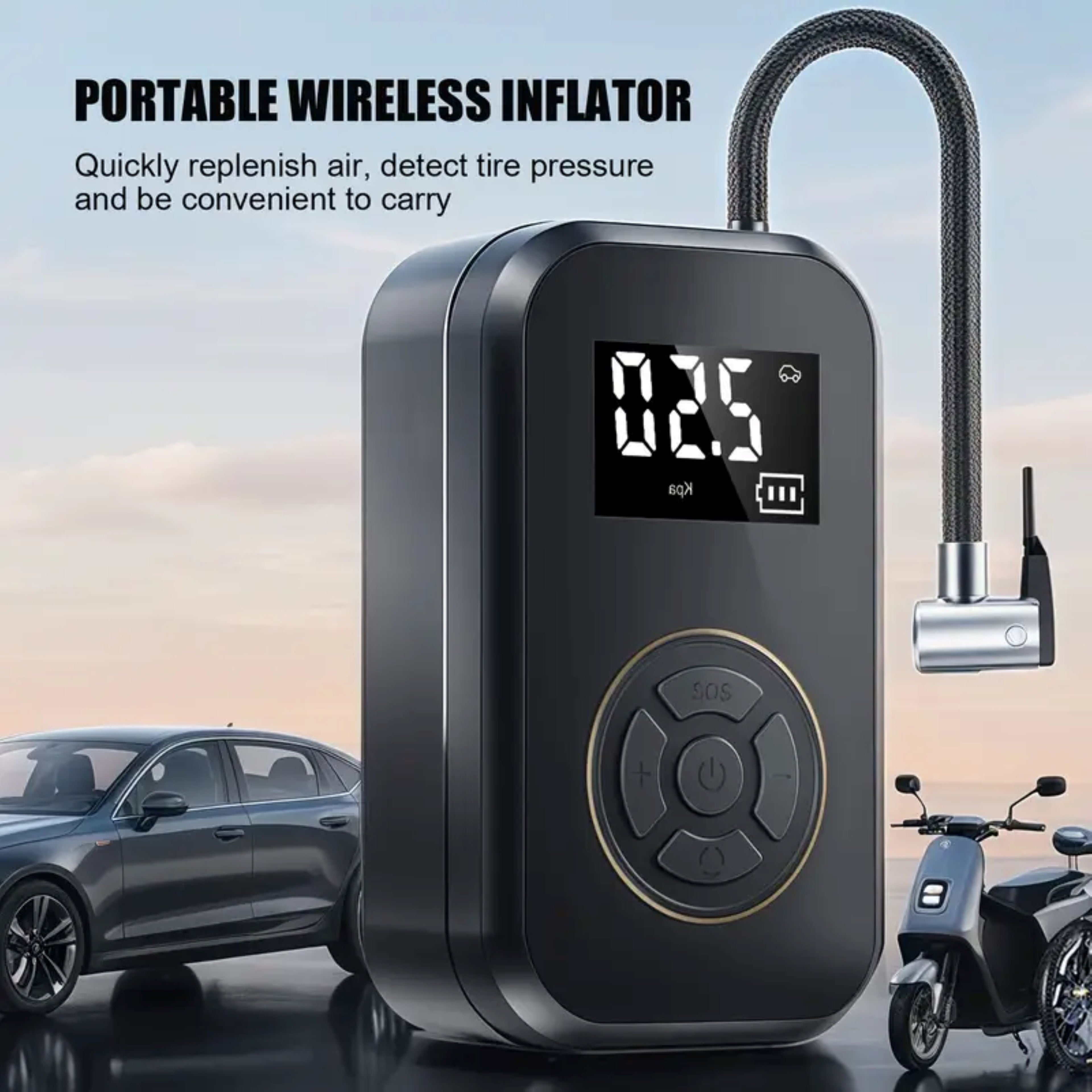 Rechargeable Tire Inflator With Flash Light