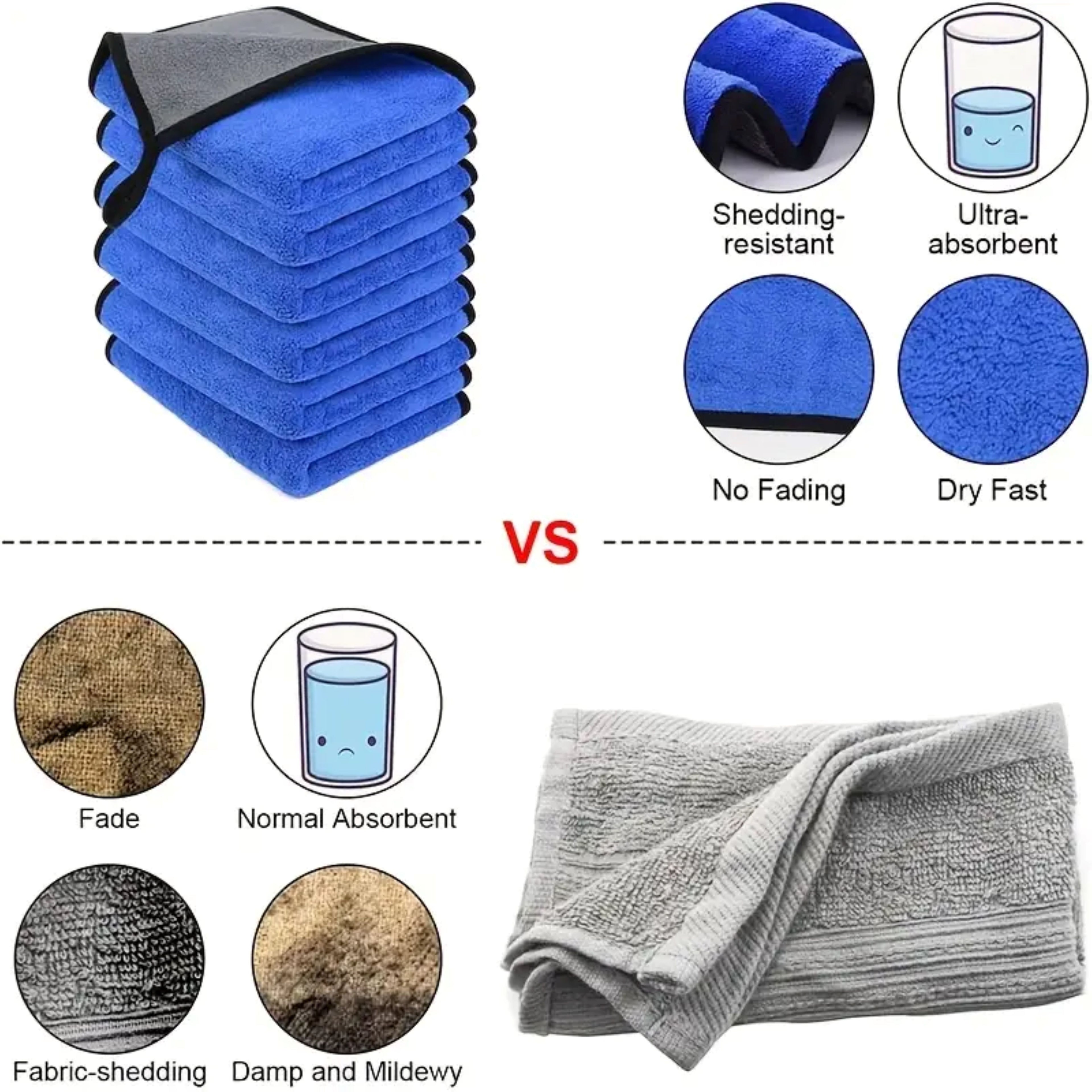 6 Pack Microfiber Cleaning Clothes