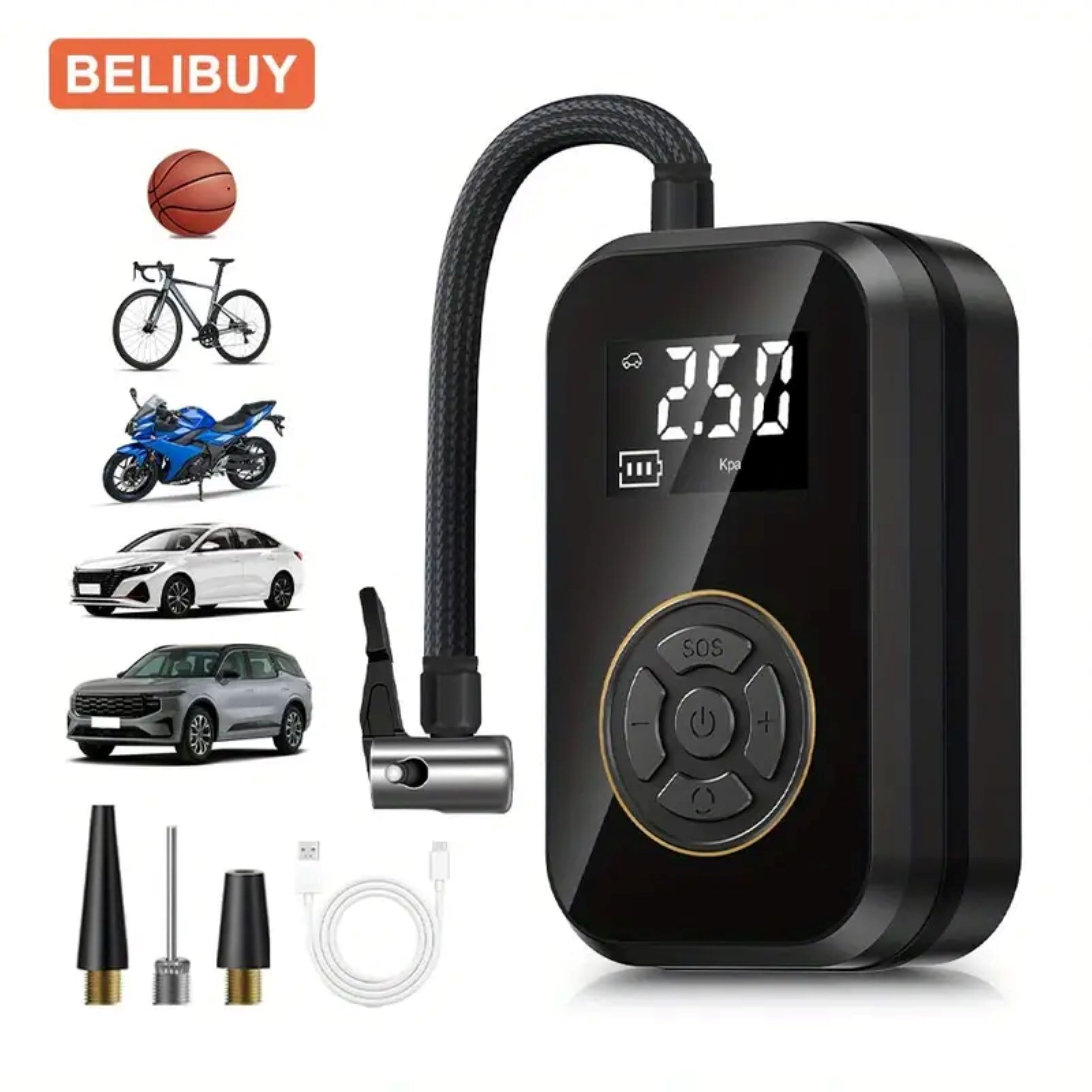 Rechargeable Tire Inflator With Flash Light