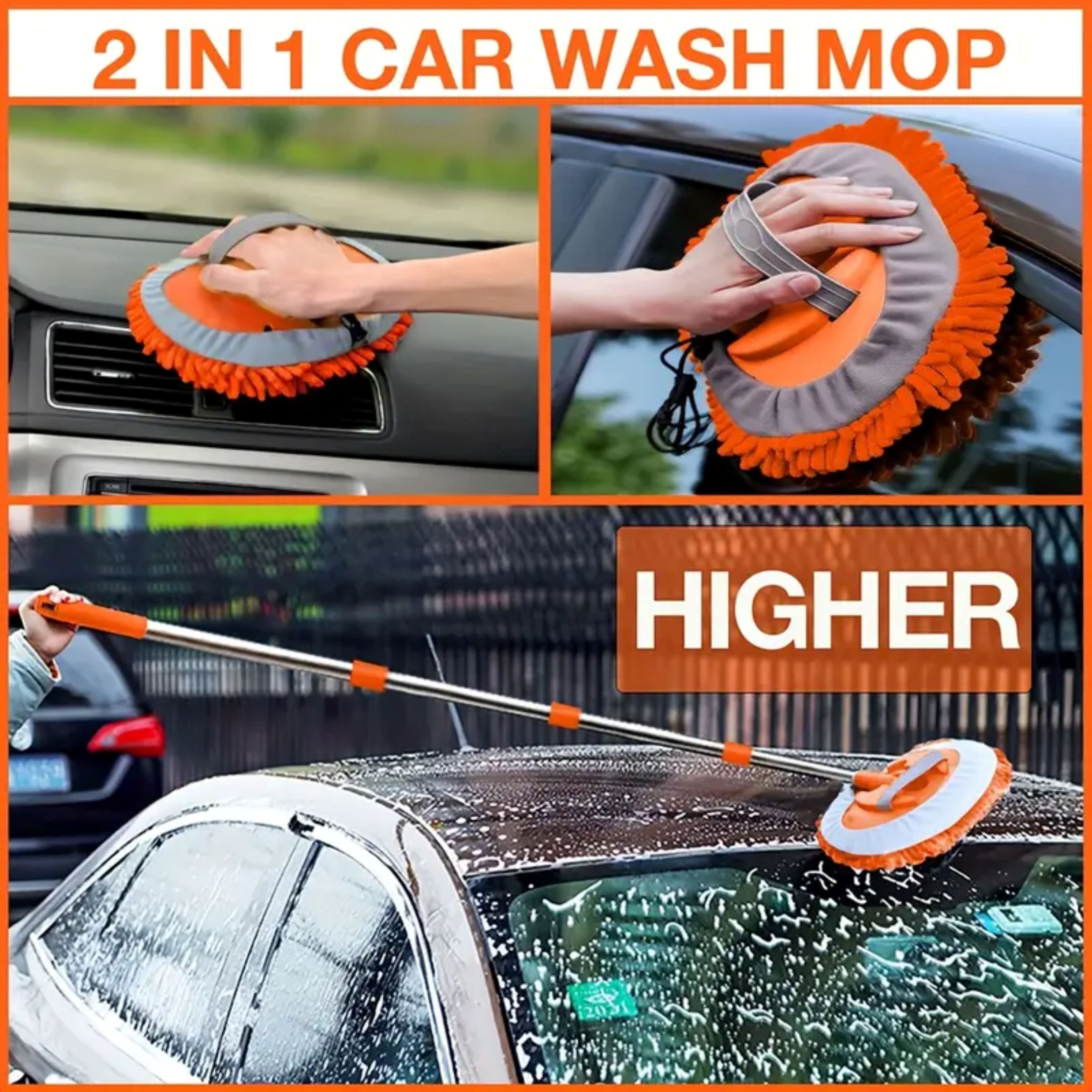 Car Wash Mop Double Brush Head 180° Rotatable