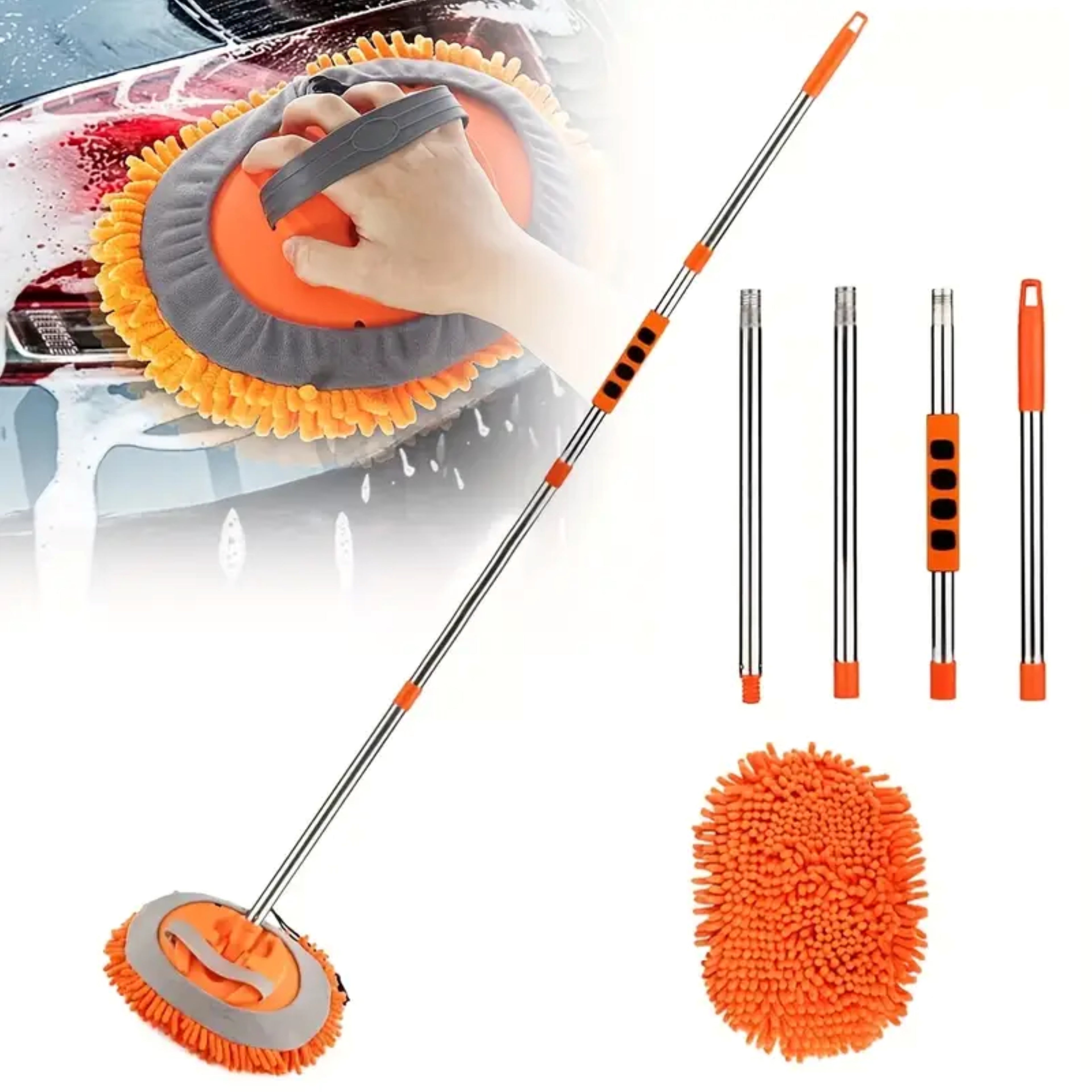 Car Wash Mop Double Brush Head 180° Rotatable